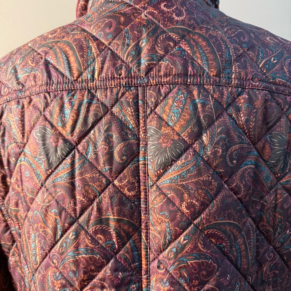 Talbots Paisley Quilted Puffer Jacket - Deep Red - Picture 7 of 14